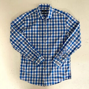 Boss Hugo Boss Jason LS Slim Fit Button Down Check Cotton Shirt Sz 17.5 NWOT